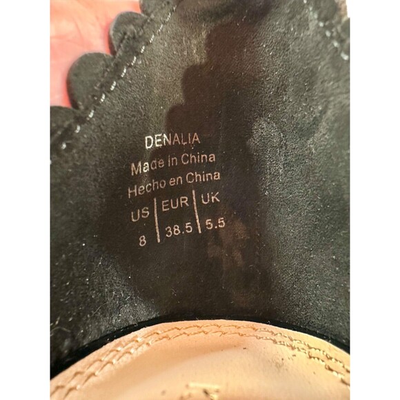 Kelly & Katie Black High Heel Sandals Shoes, Patent Leather Scalloped Size 8 - Picture 13 of 16